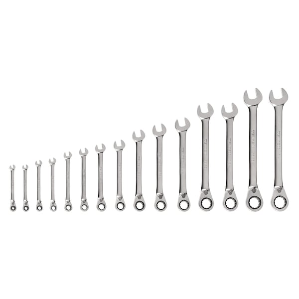 Reversible 12-Point Ratcheting Combination Wrench Set, 15-Piece (1/4-1 in.)